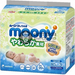 Фото товара Мягкие влажные салфетки Moony для детей (80 штук)